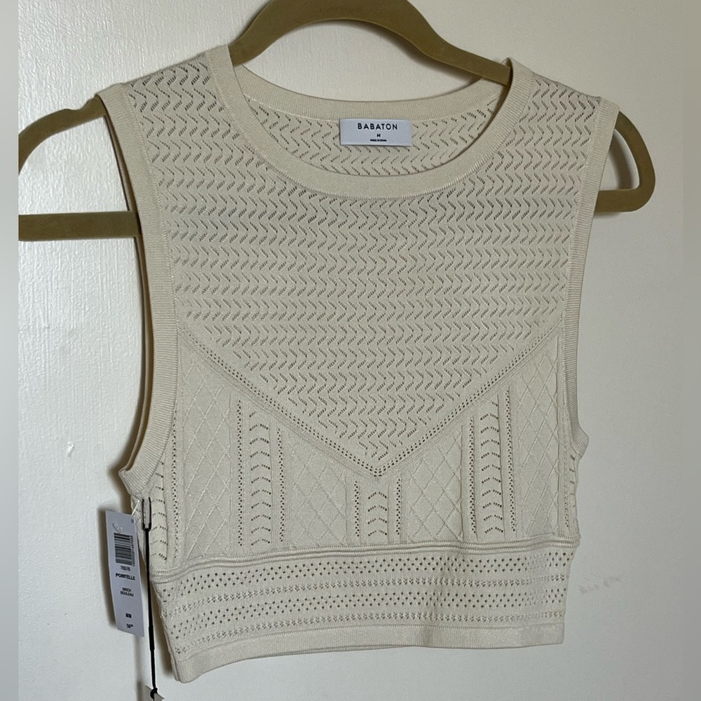 Babaton cropped knit sleeveless top